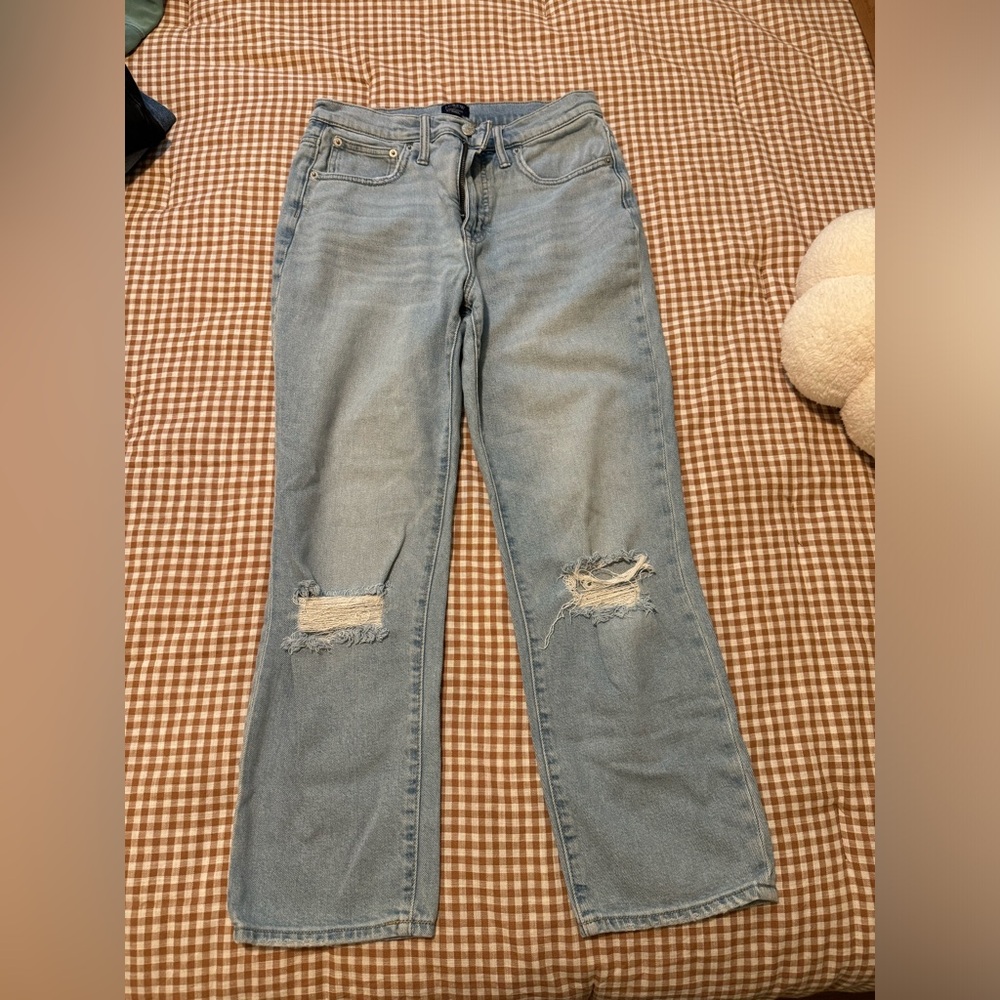 J. Crew Light Blue Distressed Straight Leg Jeans